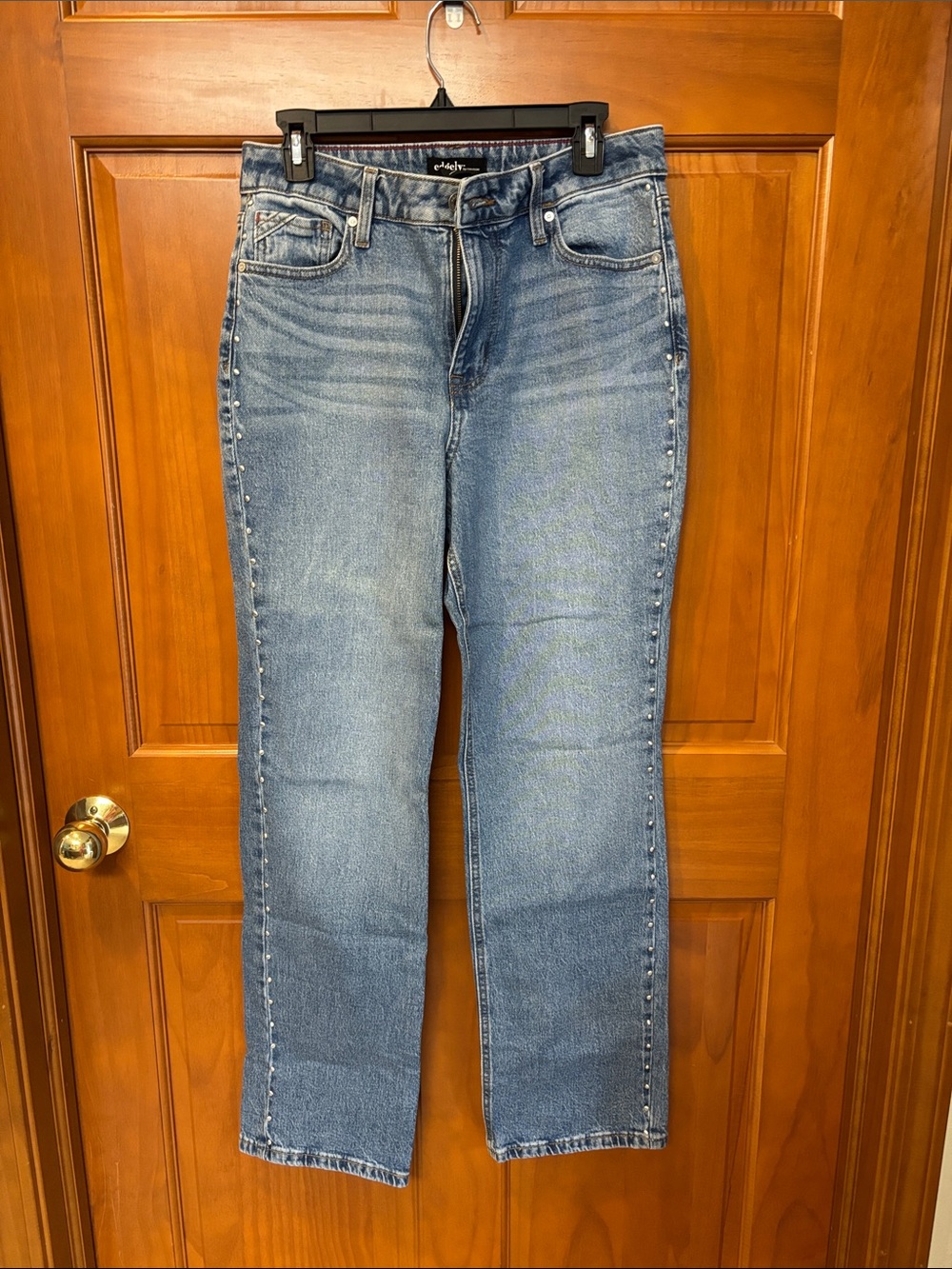 Maurices Light Blue Denim Relaxed Straight Jeans with Contrast Stitching